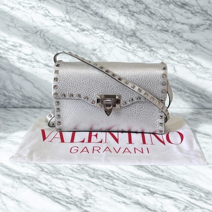 VALENTINO ROCKSTUD SILVER BAG & PUMPS SET