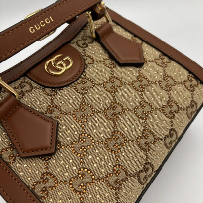 GUCCI DIANA SMALL TOTE BAG WITH CRYSTALS
