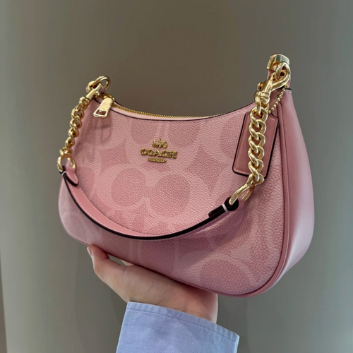 COACH TERI SHOULDER BAG IN SIGNATURE CANVAS PINK