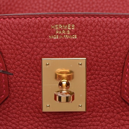 HERMÈS BIRKIN 30 BAG WITH GOLD HARDWARE IN RED