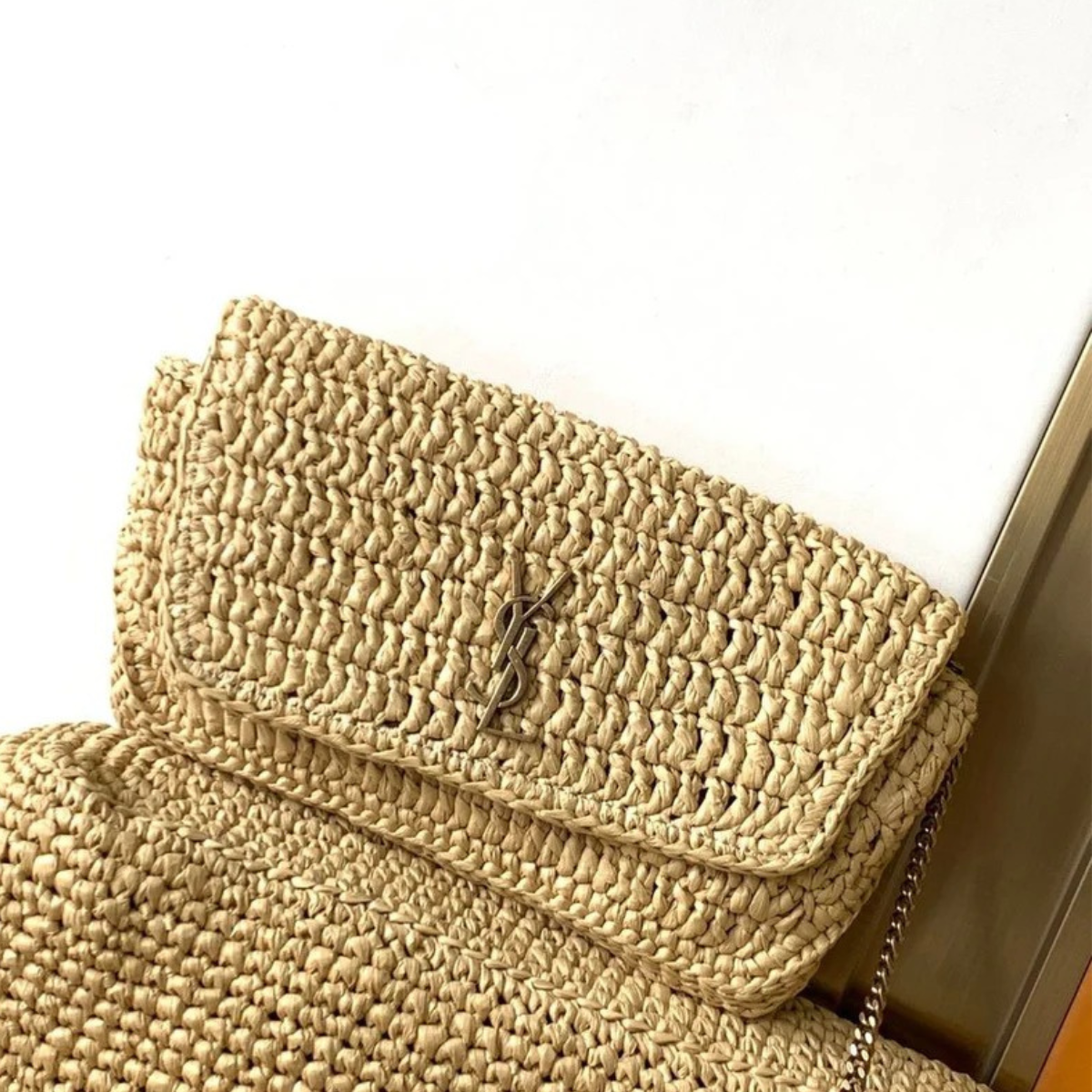 YVES SAINT LAURENT ICARE BAG IN RAFFIA
