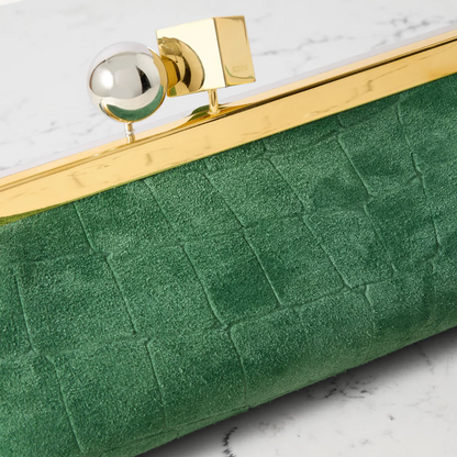 JACQUEMUS LE SALON SUEDE CLUTCH WITH CROCODILE-EFFECT