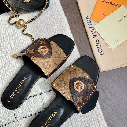 LOUIS VUITTON LV FRAME MULES MARRON CACAO LEATHER