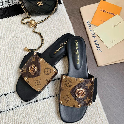 LOUIS VUITTON LV FRAME MULES MARRON CACAO LEATHER