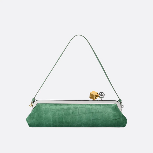 JACQUEMUS LE SALON SUEDE CLUTCH WITH CROCODILE-EFFECT