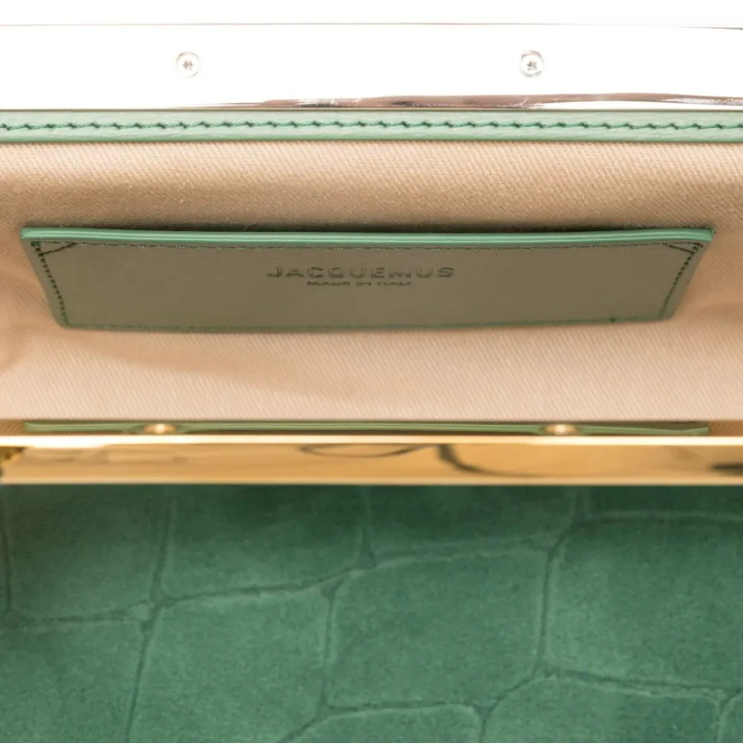 JACQUEMUS LE SALON SUEDE CLUTCH WITH CROCODILE-EFFECT